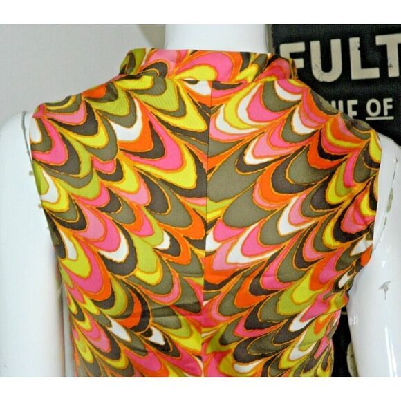 Milly‎ New York 5F Bergdorf Goodman Dress Size 2 Multicolor Psychedelic Silk - Picture 5 of 12